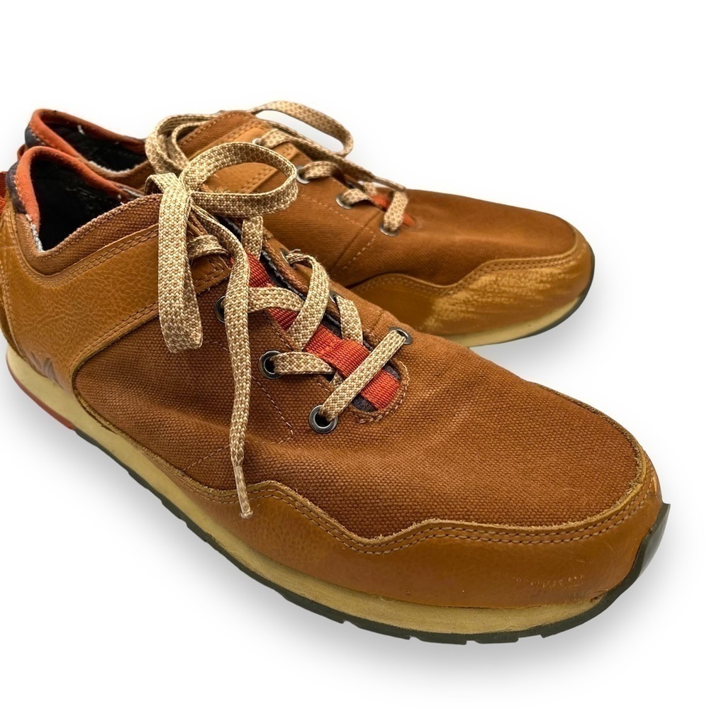 Forsake Lewis Leather & Canvas Casual Activewear Sneakers, Tan, Size 11.5